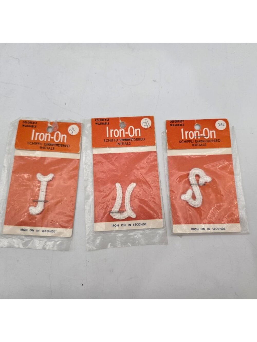 Vintage Iron-On Schiffli Embroidered Initials J U S New In Sealed Packaging
